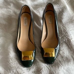 Max Mara green and gold heels